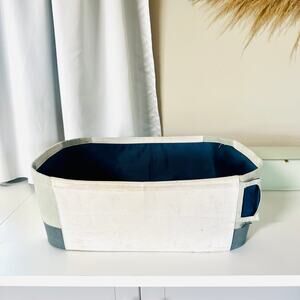 TARGET White Navy Blue Silver Grey Cloth Laundry Hamper Storage Basket Bin